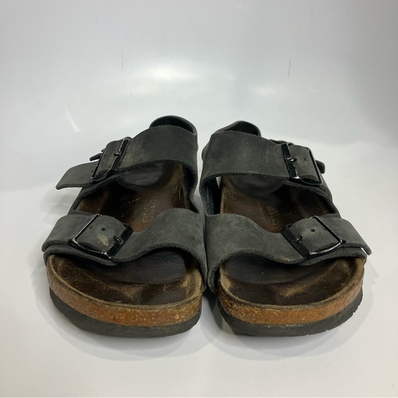 Birkenstock Milano black leather sandals casual trendy womens size 37 / 6 - Picture 3 of 10